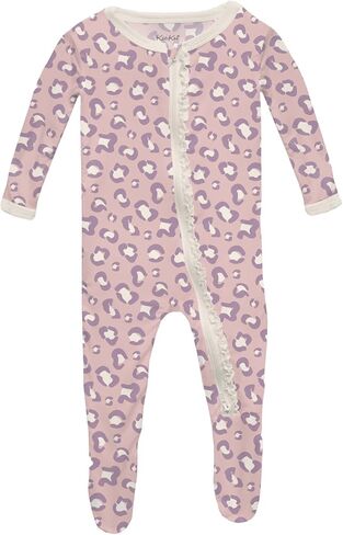 KicKee Print Footie with Zipper, Fitted Long Sleeve Pajamas, Ultra Soft Everyday One-Piece Loungewear, Baby and Kid Clothes for Boys and Girls (Stormy Sea Splashing Whales - 6-9 Months) in Saudi Arabia