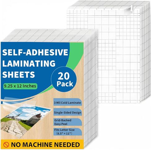 Binditek 50 Pack Self-Adhesive Laminating Sheets, 9.25 x 12 Inches Laminating Sheets for Letter Size, No Machine Needed, Clear, Glossy Finish, 3 Mil Thick in Kuwait