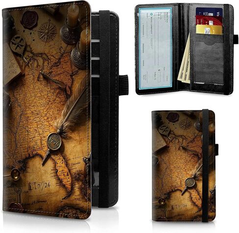 FUYOCWE Checkbook Cover for Men Women Check Book Covers Holder for Personal Checkbook Register Duplicate Checks,RFID Blocking Leather Checkbook Wallets w/Elastic Strap-Sunflower Butterfly in Kuwait