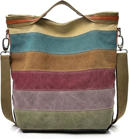 ROUROU Hobo Tote Bag for Women Top Handle Shoulder Bag Multi Color Canvas Crossbody Bag Large Capacity Handbag Casual Purse in Kuwait