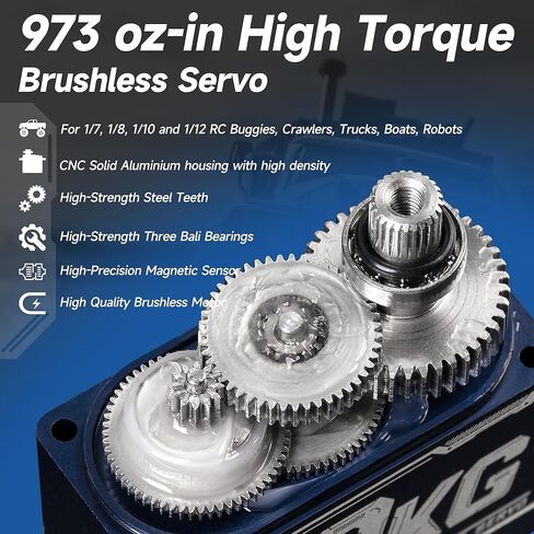 Miuzei Brushless Servo High Torque RC Servo Motor Digital Stail Steel Gear قابل للبرمجة 8.4V مقاوم للماء مع 1/7 ، 1/8 ، 1/10 RC CAR (70KG-180 °) in Kuwait