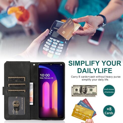 Asuwish Compatible with LG V60 ThinQ V60ThinQ 5G G9 Thin Q Wallet Case Screen Protector Zipper Retro Leather Flip Cover Card Holder Stand Cell Accessories for LGV60 V 60 60ThinQ 60V Women Men Brown in Saudi Arabia