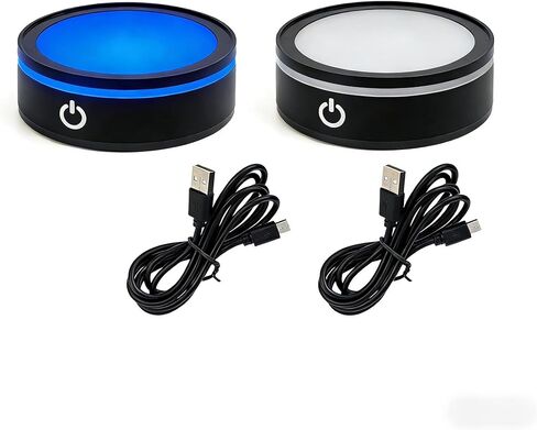 Lighted Led Base for Glass Art Crystal Display Light Base - 6-Color Adjustable LED Platform for Holiday Decor & Art Photography (2.68in ABS Base) set of 2 in Saudi Arabia