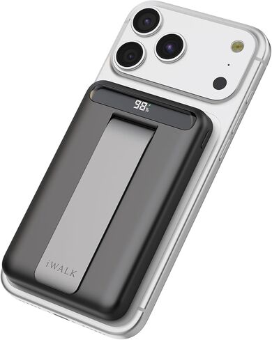 iWALK Magnetic Power Bank with Multi-Angle Adjustable Stand,Qi2 Certified 10000mAh 15W Wireless Fast Charging Portable Charger Comfortable Grip Battery Pack with LED Display for iPhone16/15/14/13/12 in Kuwait