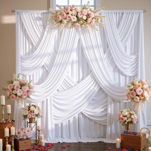 50ftx12ft Beige Backdrop Curtains for Parties, Wrinkle Free Polyester Beige Photo Backdrop Drapes 10 Panels 12 ft Long Back Drop Cloth for Wedding Birthday Photography Background in Saudi Arabia