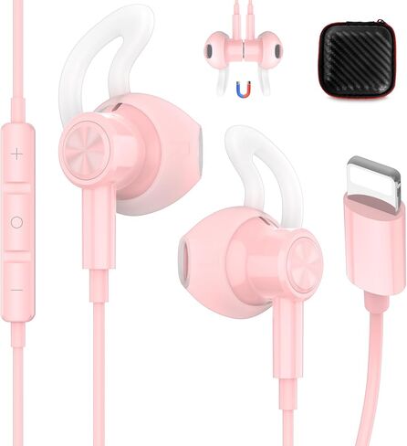 iMangoo for Lightning Headphones Wired MFi Certified Magnetic Earbuds Anti Drop Ear Buds Tips Corded Earphones with Microphone Volume Control for Apple iPhone 14 Plus 13 Pro Max 12 Mini 11 XS XR in Saudi Arabia