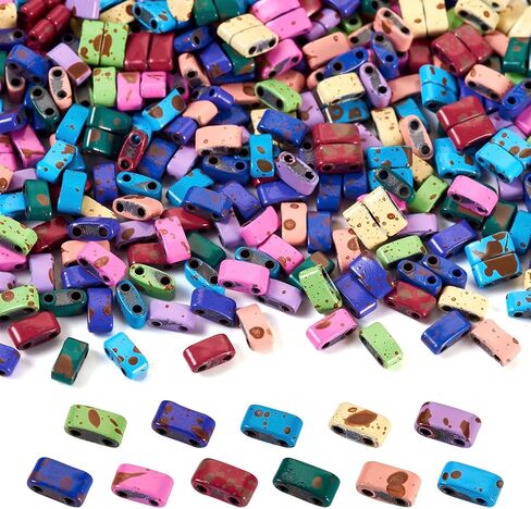 360pcs 2-Hole Tila Beads 12 Colors Japanese Square Seed Beads 5.2x5.2mm Acrylic Small Flat Spacer for Jewelry Bracelet Earring Making in Kuwait
