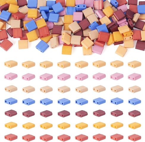 360pcs 2-Hole Tila Beads 12 Colors Japanese Square Seed Beads 5.2x5.2mm Acrylic Small Flat Spacer for Jewelry Bracelet Earring Making in Kuwait