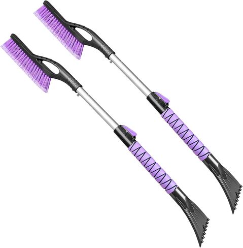 فرشاة ثلج شاحنة ومكشطة ثلج من هييا مقاس 51 بوصة بمقبض طويل، مكنسة ثلج شديدة التحمل مع قبضة إسفنجية لدفع الثلج الثقيل لنافذة الزجاج الأمامي لسيارة الدفع الرباعي - أرجواني in Kuwait