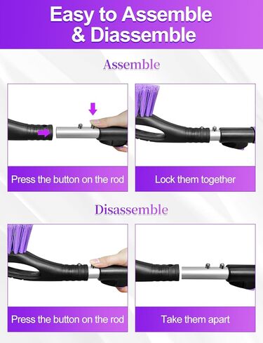 فرشاة ثلج شاحنة ومكشطة ثلج من هييا مقاس 51 بوصة بمقبض طويل، مكنسة ثلج شديدة التحمل مع قبضة إسفنجية لدفع الثلج الثقيل لنافذة الزجاج الأمامي لسيارة الدفع الرباعي - أرجواني in Kuwait