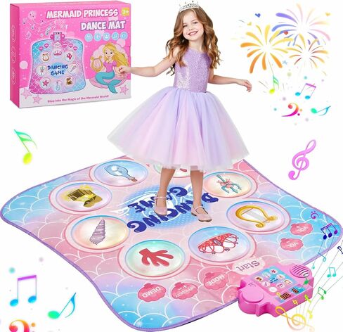 Dance Game Mat for Kids, LED Light-Up 8-Button Dance Pad with Adjustable Volume, Built-in Music, Bluetooth Function, 8 Modes and 3 Difficulty Levels, for Kids Age 3-12 in Kuwait