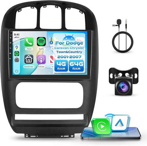 4+64G Android Car Stereo for Dodge Caravan Chrysler Town & Country 2000-2007 Wireless Carplay Android Auto, 10.1’’ Touch Screen Car Radio Bluetooth GPS Mirror Link WiFi FM/RDS DSP Backup Camera SWC in Saudi Arabia