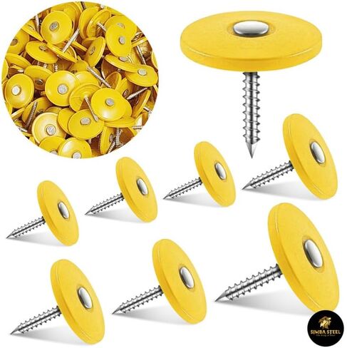 2,000 pcs of 1 inch x 12 gauge Plastic Cap Roofing Nails | GOLD Color | Diamond Point | Ring Shank | Electro Galvanised 2,000 per Tub. in Kuwait