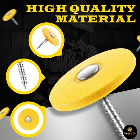 2,000 pcs of 1 inch x 12 gauge Plastic Cap Roofing Nails | GOLD Color | Diamond Point | Ring Shank | Electro Galvanised 2,000 per Tub. in Kuwait