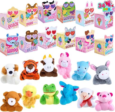 Joyin 24 Packs Animal Plush Party Party Favors مليئة بصناديق القلب للأطفال ، لعبة Keychain Plush Toy لتبادل هدايا الفصول الدراسية ، ومكافآت المدارس لألعاب الحفلات in Kuwait