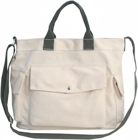 NATINSA Canvas Crossbody Tote Shoulder Purse Bag for Women and Men with Multi-pocket for Shopping, Travel and Work in Kuwait