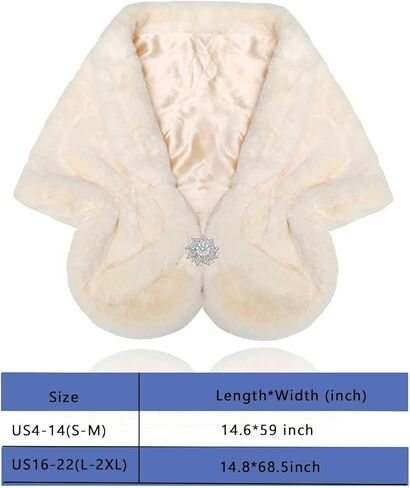 Yikisdy Wedding Faux Fur Shawl 20s Rabbit Wraps Bridal Fur Cover Up Party Cloak Coat Sweater Accessories for Women and Girls in Kuwait