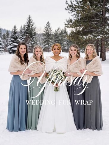 Yikisdy Wedding Faux Fur Shawl 20s Rabbit Wraps Bridal Fur Cover Up Party Cloak Coat Sweater Accessories for Women and Girls in Kuwait