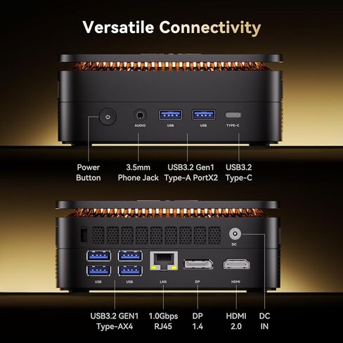 كمبيوتر صغير KAMRUI AK1PLUS، 12 جيجابايت LPDDR5 4800 ميجا هرتز 256 جيجابايت M.2 SSD مع معالج N100، كمبيوتر مكتبي صغير 4K مع 2 HDMI، يدعم WiFi 5، BT 4.2 للمكتب والمنزل in Kuwait