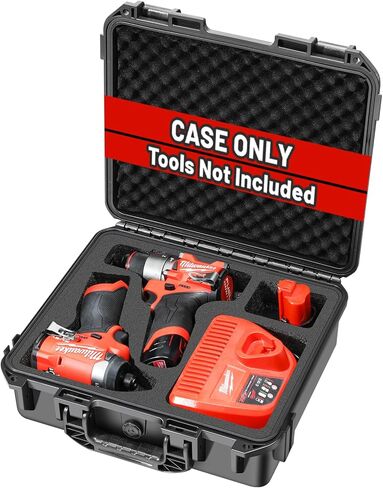 Case for Milwaukee M12 Impact Driver & Drill Set - Waterproof Tool Box with Removable Modules for Milwaukee Fuel Tools Combo Kit, Tool Bag for Hammer Drill/Impact Driver/Battery/Charger(Case Only) in Kuwait