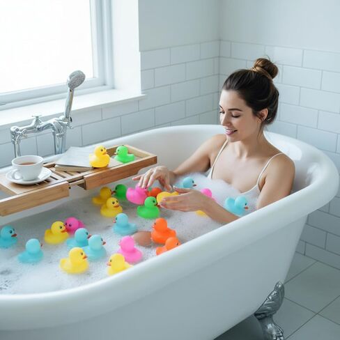 25 PCS 2.2 بوصة متعددة الألوان مقاوم للماء لا حفرة من المطاط البط لعبة حمام بطة مع قابس مغلق بدون حوض استحمام عائم ثقب لعيد عيد ميلاد حمام السباحة هدية هدية in Kuwait