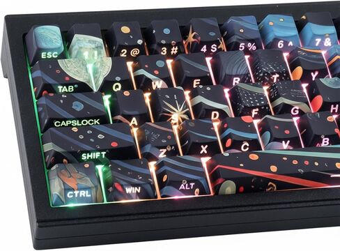 Heykit PBT Keycaps - Japanese Manga Theme Keycaps for 60%, 65%, 75%, 100% Keyboard, 131 Keys Dye-Sub Custom Cherry Profile Keycap, Minimalist Style Key Caps for Cherry MX Mechanical Keyboard, White in Saudi Arabia