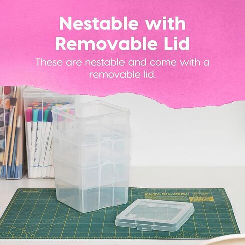 IRIS USA Medium Vertical Storage Container for Home & Office Organization, Big Capacity Stackable Plastic Bin for Stationery, Pantry, Cosmetics & More, Space-Saving Tall Organizer, Clear, Pack of 10 in Kuwait