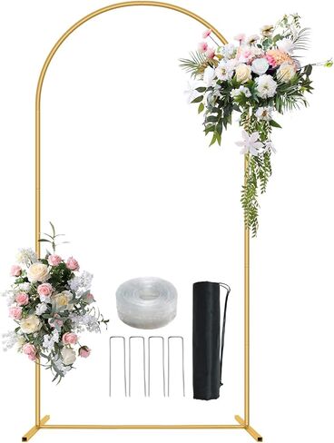 6.6FT Metal Wedding Arch Stand Gold Square Arched Backdrop Frame for Party Ceremony Birthday Bridal Baby Shower Garden Floral Balloon Arch Decoration in Kuwait