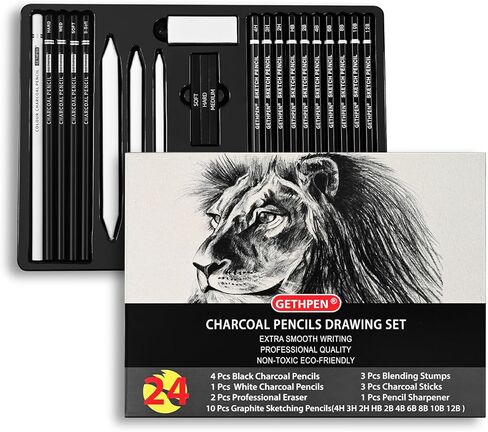 Professional Drawing Sketching Pencil Set - 14 Pieces Graphite Pencils(14B - 4H), Ideal for Drawing Art, Sketching, Shading, Artist Pencils for Beginners & Pro Artists in Kuwait