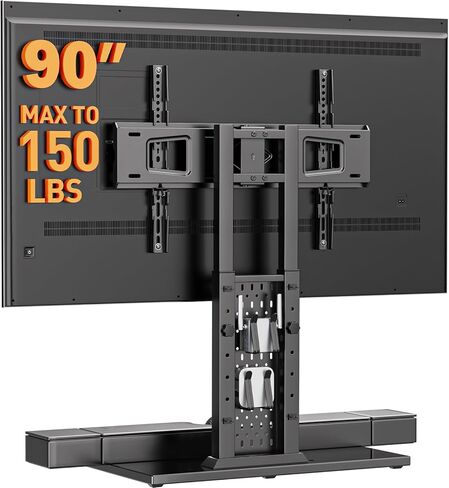 Perlegear Universal Swivel TV Stand with Pegboard Storage, Height Adjustable Table top TV Stand Mount for 42-90 Inch TVs, up to 150 lbs with Large Glass Base for Stability, Max VESA 600x400mm PGTVS36 in Saudi Arabia