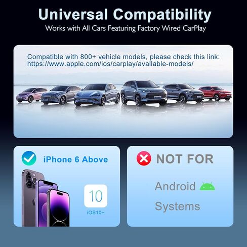 Wireless CarPlay Adapter for Apple iPhone，Wireless Carplay USB Dongle Converter Wired Carplay to Wireless, Support Online Update Plug and Play,Fit for Cars Built-in Wired CarPlay (Carbon) in Kuwait