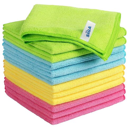MR.SIGA Microfiber Cleaning Cloths, All-Purpose Surface Microfiber Towels, Streak Free Cleaning Rags, Pack of 12, Wheat, Size 32 x 32 cm(12.6 x 12.6 inch) in Kuwait