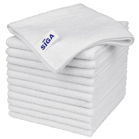 MR.SIGA Microfiber Cleaning Cloths, All-Purpose Surface Microfiber Towels, Streak Free Cleaning Rags, Pack of 12, Wheat, Size 32 x 32 cm(12.6 x 12.6 inch) in Kuwait