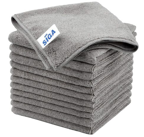 MR.SIGA Microfiber Cleaning Cloths, All-Purpose Surface Microfiber Towels, Streak Free Cleaning Rags, Pack of 12, Wheat, Size 32 x 32 cm(12.6 x 12.6 inch) in Kuwait