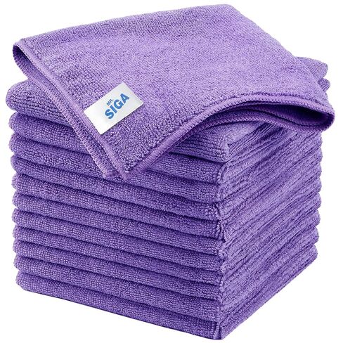 MR.SIGA Microfiber Cleaning Cloths, All-Purpose Surface Microfiber Towels, Streak Free Cleaning Rags, Pack of 12, Wheat, Size 32 x 32 cm(12.6 x 12.6 inch) in Kuwait