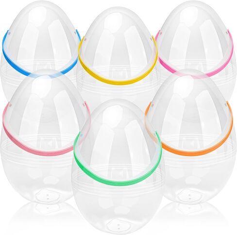 6 Pack 8 Inch Clear Easter Egg Jumbo Transparent Easter Eggs Giant Fillable Easter Eggs with Handles DIY Plastic Egg for Easter Party Decoration in Kuwait