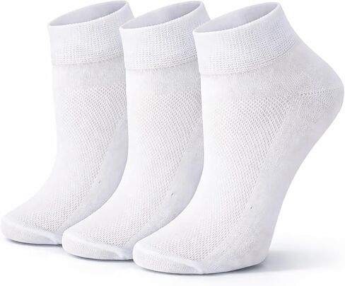 Women's Cotton Athletic Ankle Socks, Ultra Thin Breathable Dry Fit Low Cut Running Ankle Socks - 3 Pairs in Kuwait