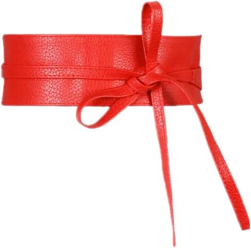 TOP HUNTER Women Faux Leather Obi Style Belt, Retro Lace Up Wide Wrap Waist Belt for Party Casual Fashion in Kuwait