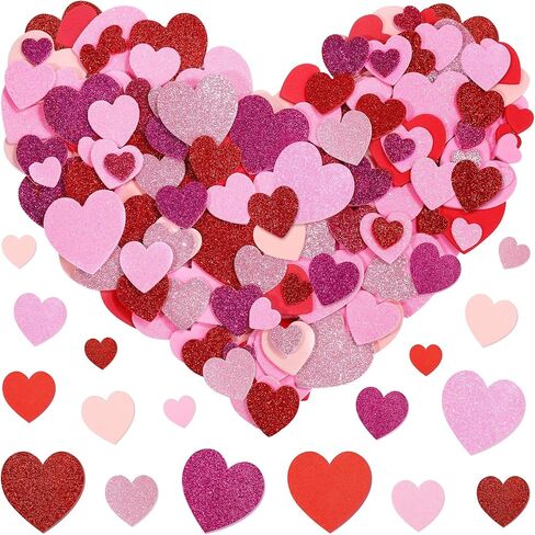 Fovths 600 قطعة ملصقات عيد الحب رغوة القلب ملصقات متعددة الملصقات ذاتية الاضطراب على شكل قلب لعيد عيد الحب الحفل in Kuwait