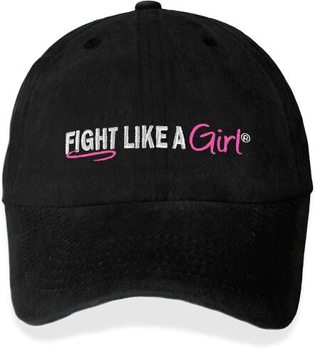 Fight Like a Girl Breast Cancer Embroidered Cap,Black,One Size in Kuwait