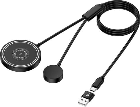 Galaxy Watch Charger USB-C Compatible with Samsung Watch Ultra/FE/7/6/6 Classic/5/5 Pro/4/4 Classic/3/Active 2/1,25W USB C Fast Wall Charger Block 3.3FT Type C Magnetic Wireless Charging Dock Black in Saudi Arabia