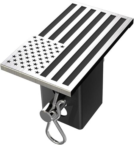 American Flag Metal Trailer Hitch Cover for 2 inch Receivers（with 5/8-Inch Pin Diameter Trailer Hitch Lock ） (Black) in Kuwait