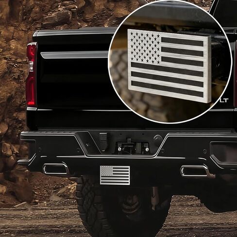 American Flag Metal Trailer Hitch Cover for 2 inch Receivers（with 5/8-Inch Pin Diameter Trailer Hitch Lock ） (Black) in Kuwait