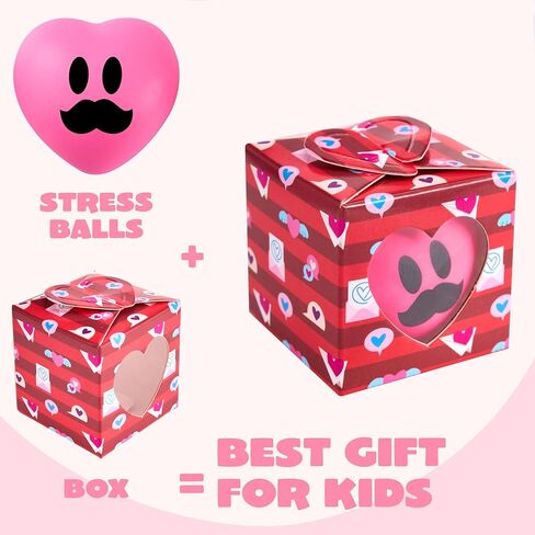 Joyin 28 Pack Valentine Heart Jetors - ابتسامة الوجه ألعاب الضغط مع صندوق هدايا تحت عنوان ، ووجه كرات تخفيف الإجهاد الرغوة لصالح الحفلات ، وتبادل الفصول الدراسية ، ومكافأة اللعبة in Kuwait