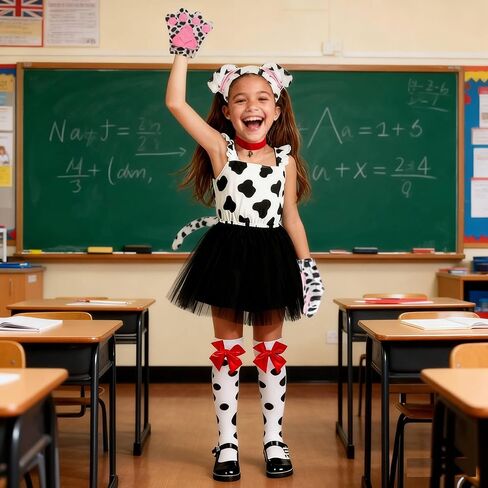 kirei sui kids costime Animal Costume Dalmatians totu tutu ear bowtie tail 5pcs set in Kuwait