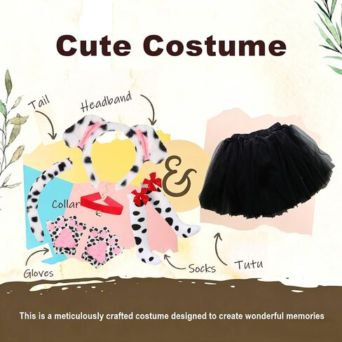 kirei sui kids costime Animal Costume Dalmatians totu tutu ear bowtie tail 5pcs set in Kuwait