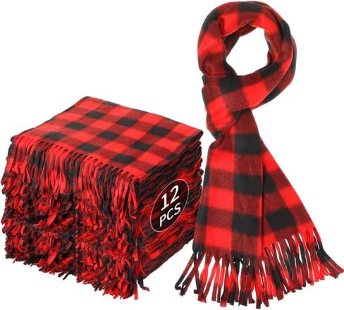 Chuarry 48 Pcs Christmas Buffalo Plaid Scarves Bulk Plaid Checked Winter Scarf For Men Women in Kuwait