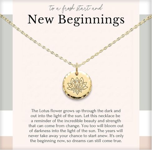 قلادة HOPE LOVE SHINE New Beginnings Lotus للنساء - هدايا لها - هدايا الطلاق، التعافي من الإدمان، AAA، هدايا الرصانة للنساء، الانفصال، التعافي - قلادة اللوتس، الفضة الاسترليني in Kuwait