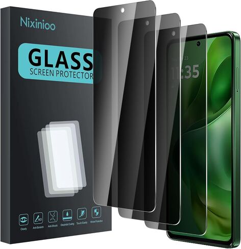 3 Pack Privacy Screen Protector for Motorola Moto G play 5G 2024 With 3 Pack Camera Lens Protector, Anti Spy Tempered Glass Film, 9H Hardness, Black Protector, Anti-Scratch, Bubble Free in Saudi Arabia