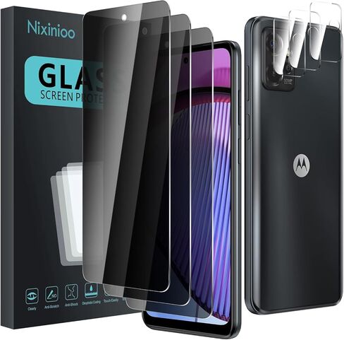 3 Pack Privacy Screen Protector for Motorola Moto G play 5G 2024 With 3 Pack Camera Lens Protector, Anti Spy Tempered Glass Film, 9H Hardness, Black Protector, Anti-Scratch, Bubble Free in Saudi Arabia